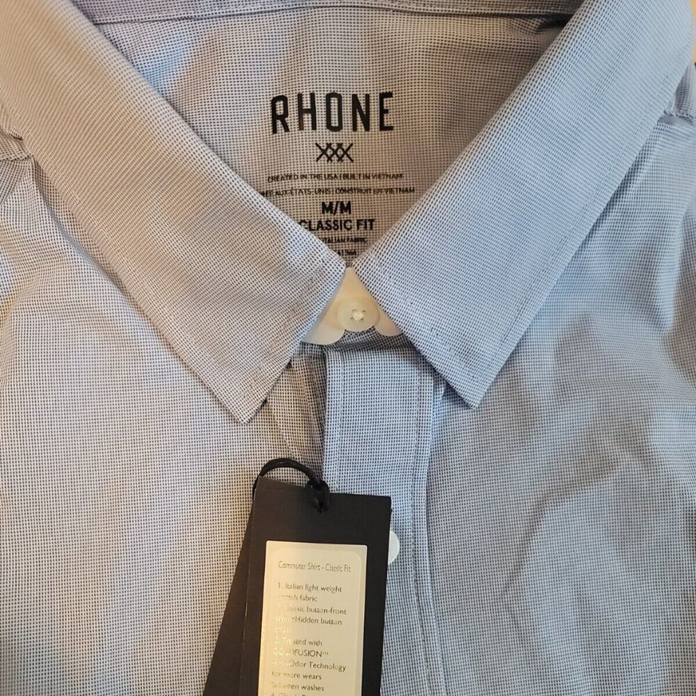 Rhone Men's Commuter Shirt Blue sz Medium lightweight stretch casual classic fit